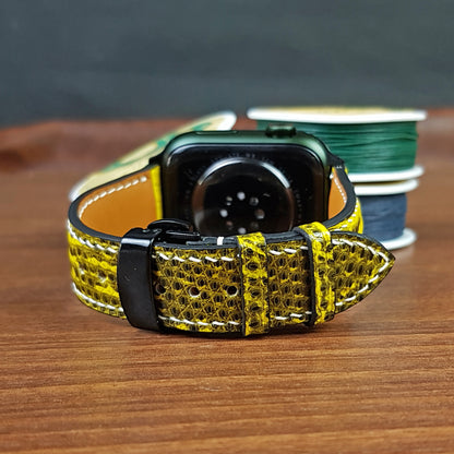 Custom Yellow Lizard Leather Apple Watch Band