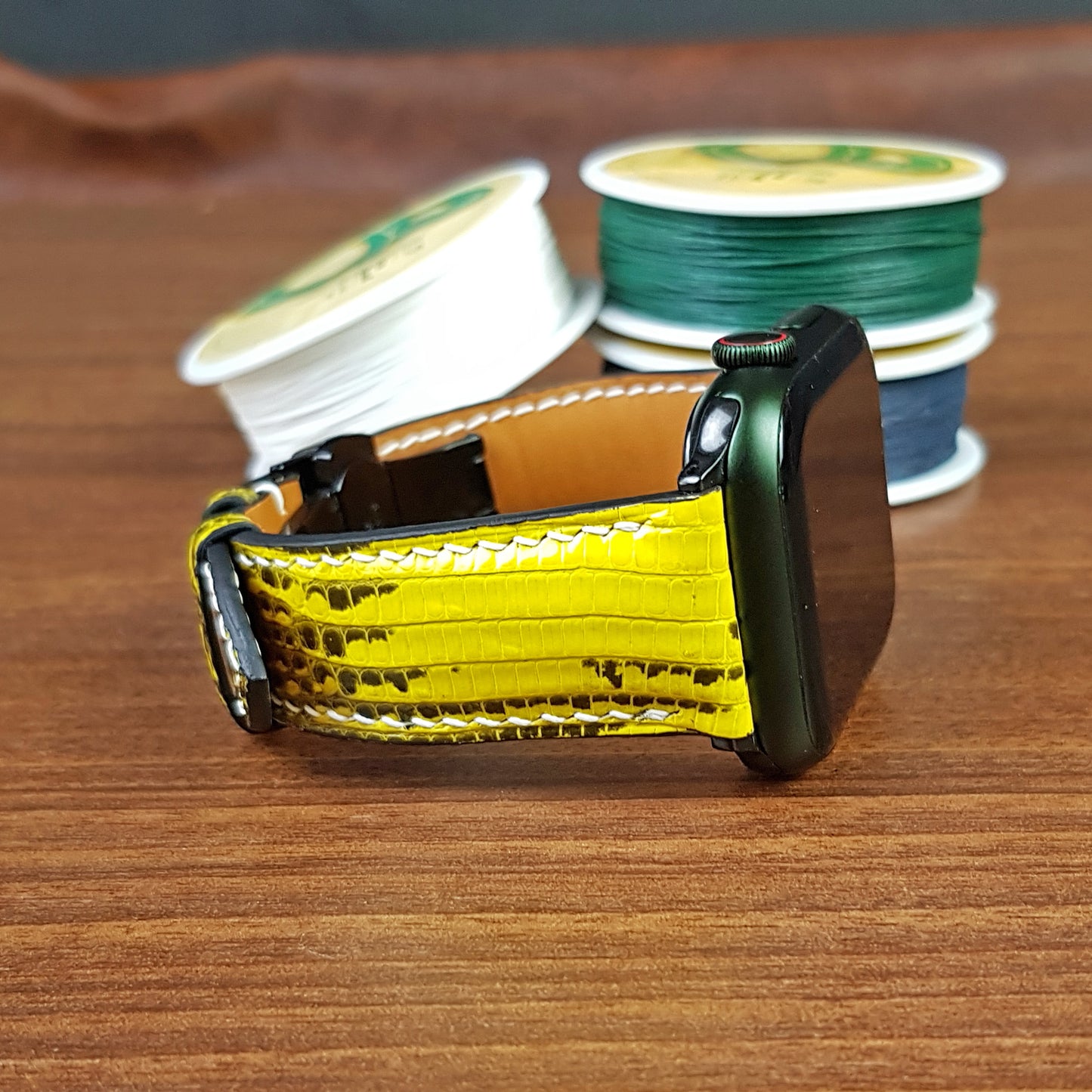 Custom Yellow Lizard Leather Apple Watch Band