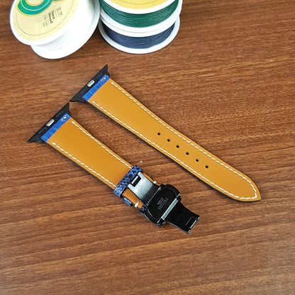 Handmade Blue Lizard Leather Apple Watch Band