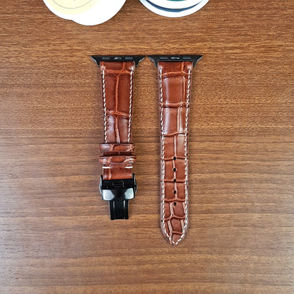 Reddish Brown Alligator Leather Apple Watch Band