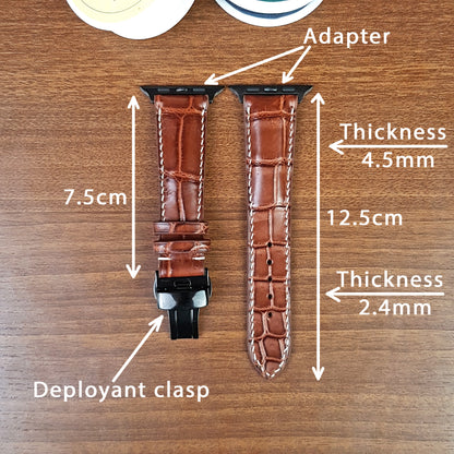 Reddish Brown Alligator Leather Apple Watch Band