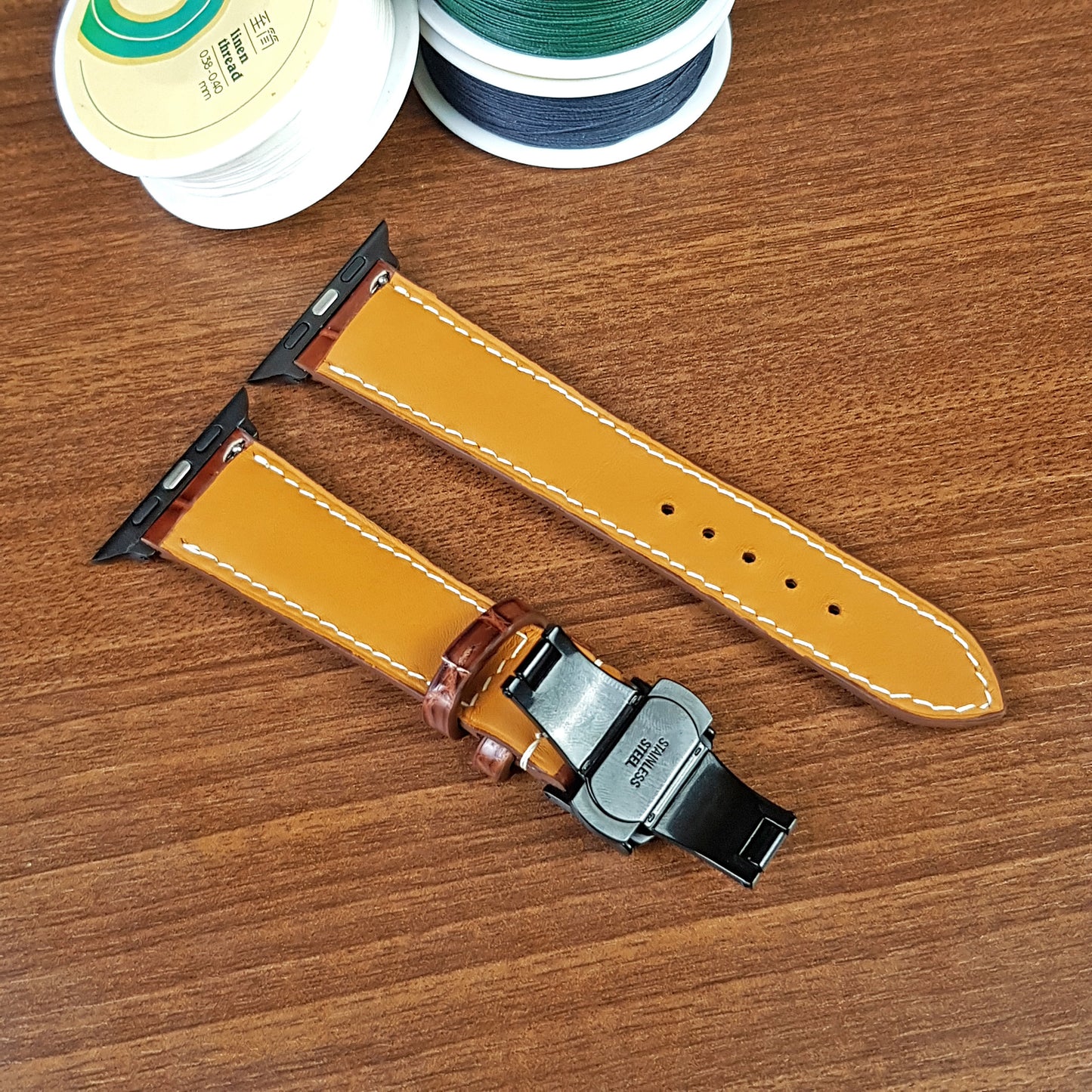 Reddish Brown Alligator Leather Apple Watch Band