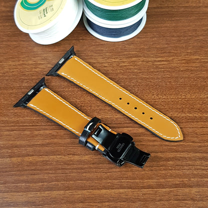 Black Geguine Alligator Leather Apple Watch Band