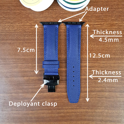 Custom Full Grain Leather Blue Epsom Apple Watch Band