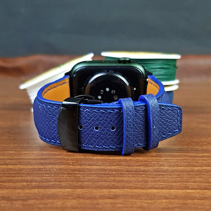 Custom Full Grain Leather Blue Epsom Apple Watch Band