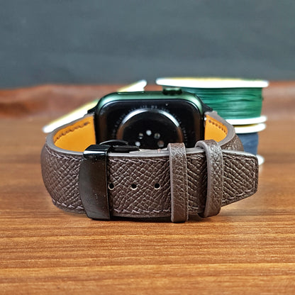 Handmade Full Grain Leather Brown Epsom Apple Watch Band