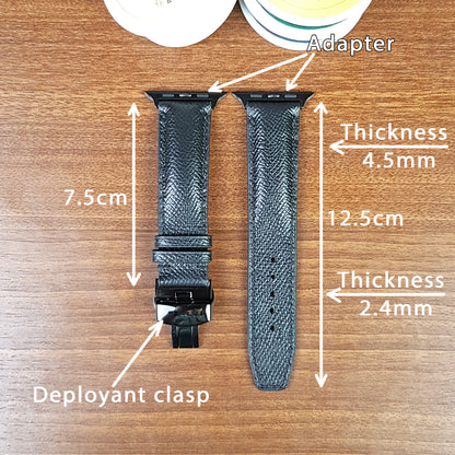 Black Epsom Leather Apple Watch Band