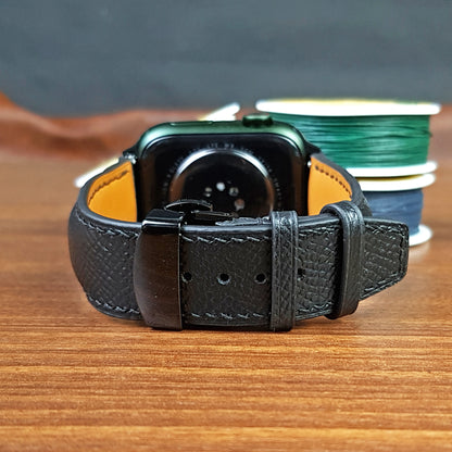 Black Epsom Leather Apple Watch Band