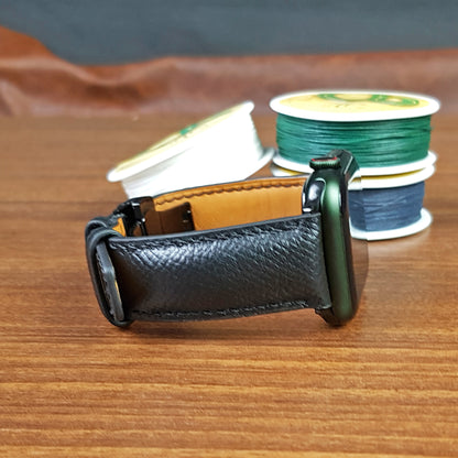 Black Epsom Leather Apple Watch Band