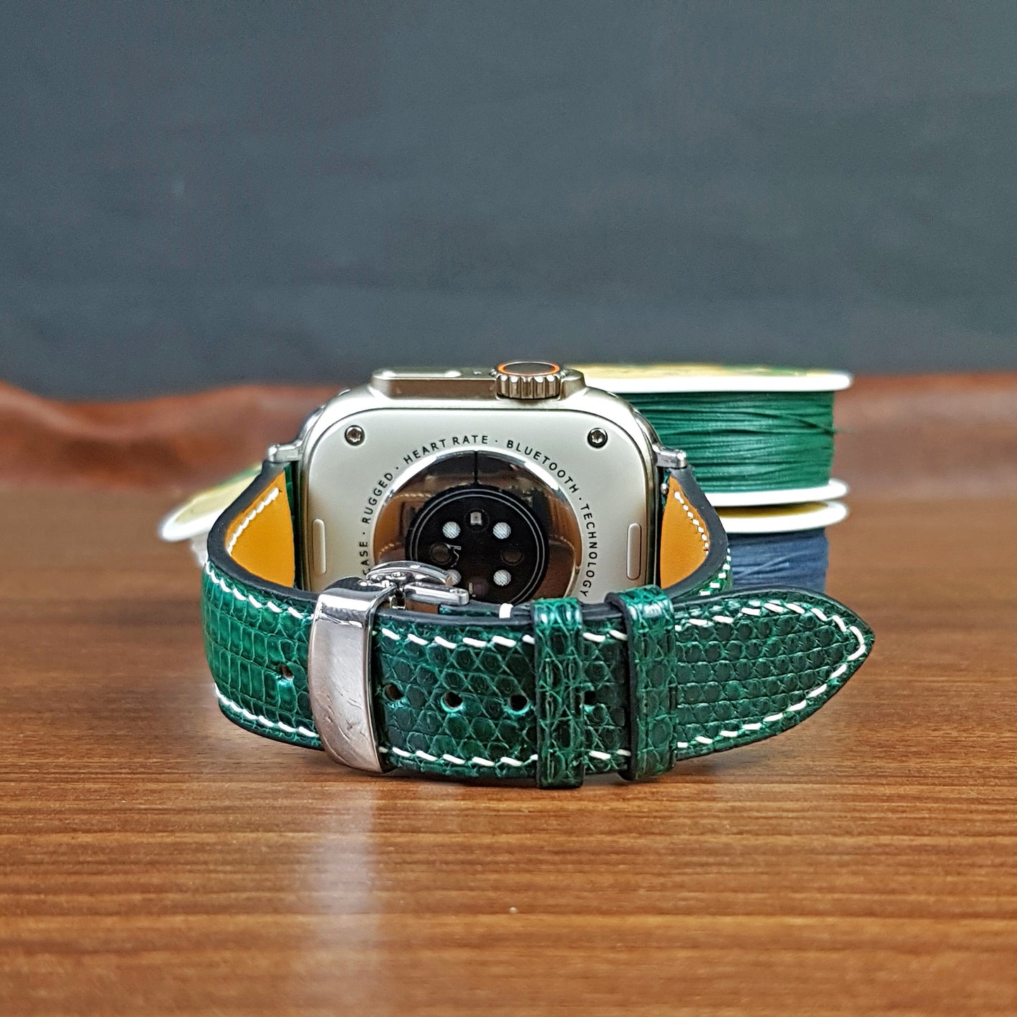 Custom Green Lizard Leather Apple Watch Ultra Band