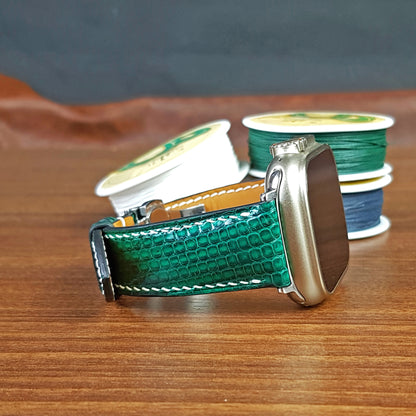 Custom Green Lizard Leather Apple Watch Ultra Band