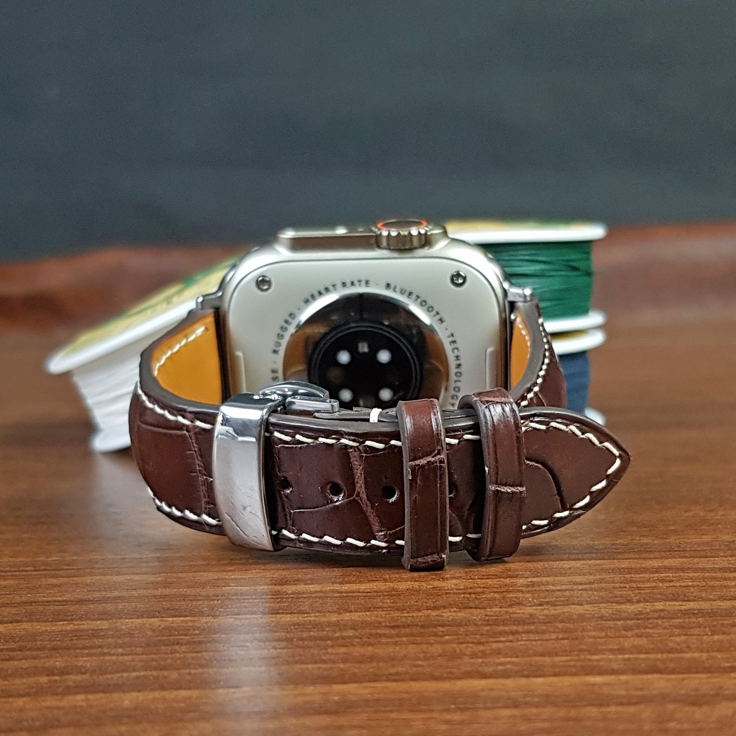 Handmade Brown Alligator Leather Apple Watch Ultra Band