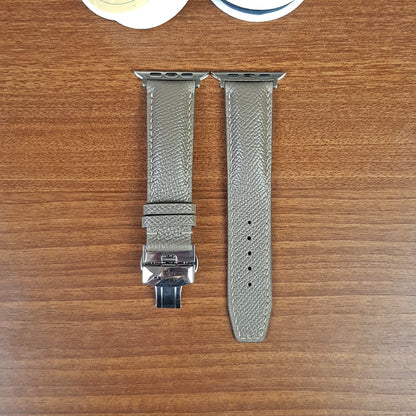 Custom Gray Epsom Leather Apple Watch Band