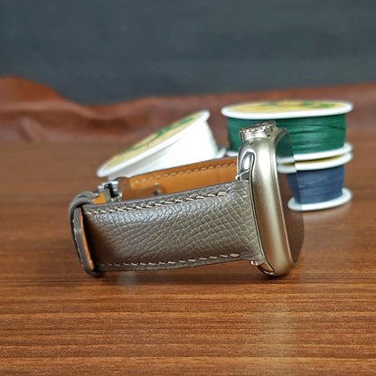 Custom Gray Epsom Leather Apple Watch Band