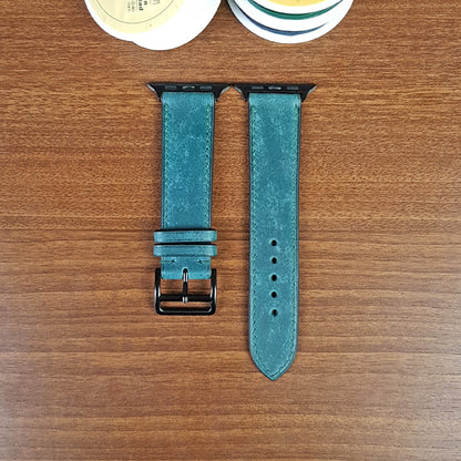 Custom Blue Full Grain Leather Pueblo Apple Watch Band