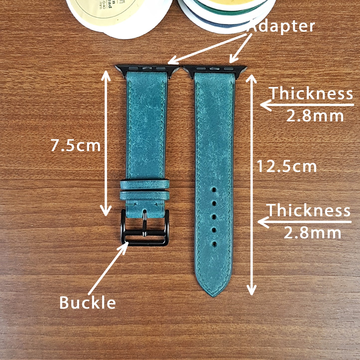 Custom Blue Full Grain Leather Pueblo Apple Watch Band