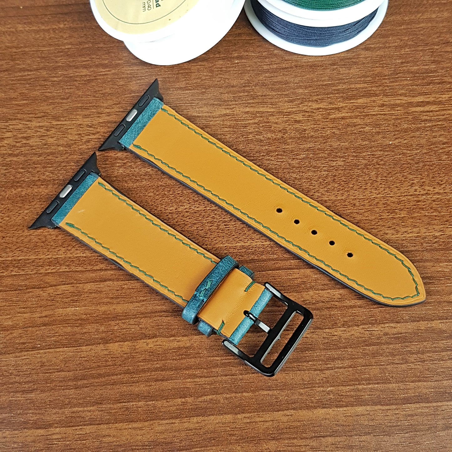 Custom Blue Full Grain Leather Pueblo Apple Watch Band