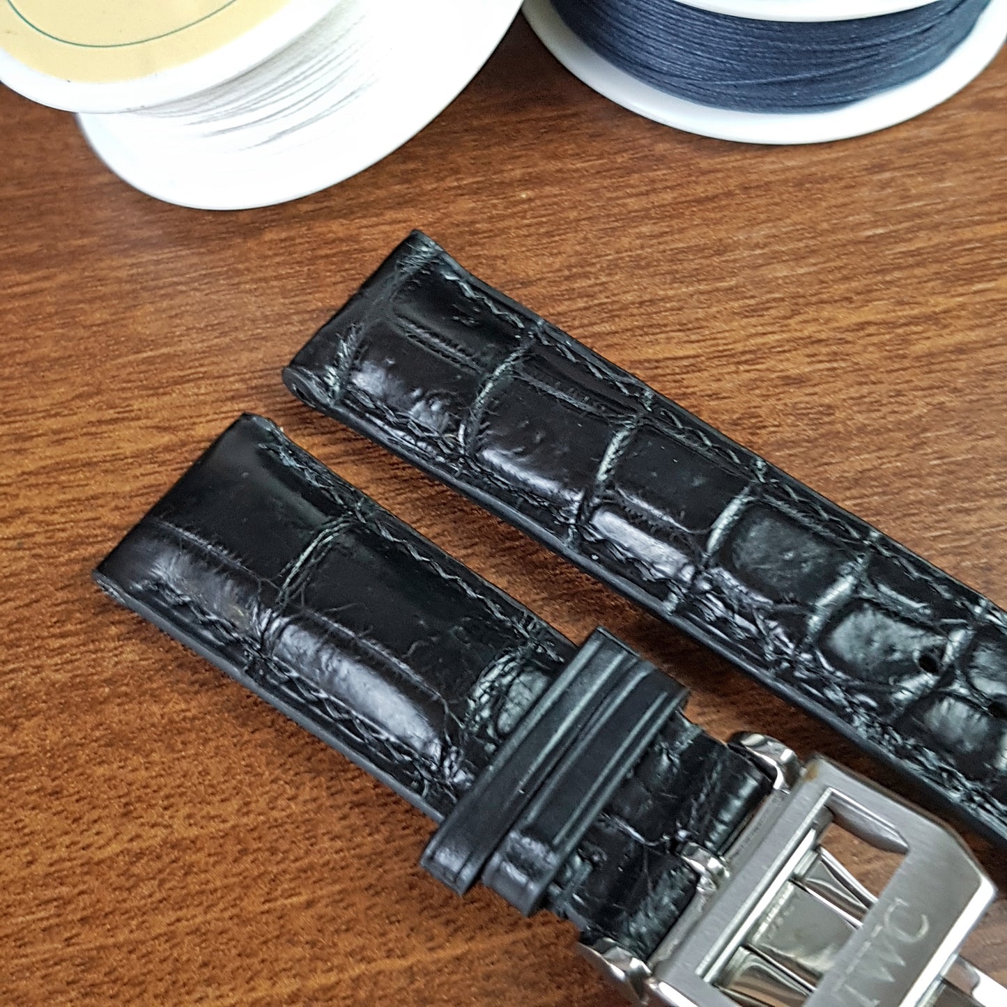 Black Genuine Alligator Leather IWC Watch Strap