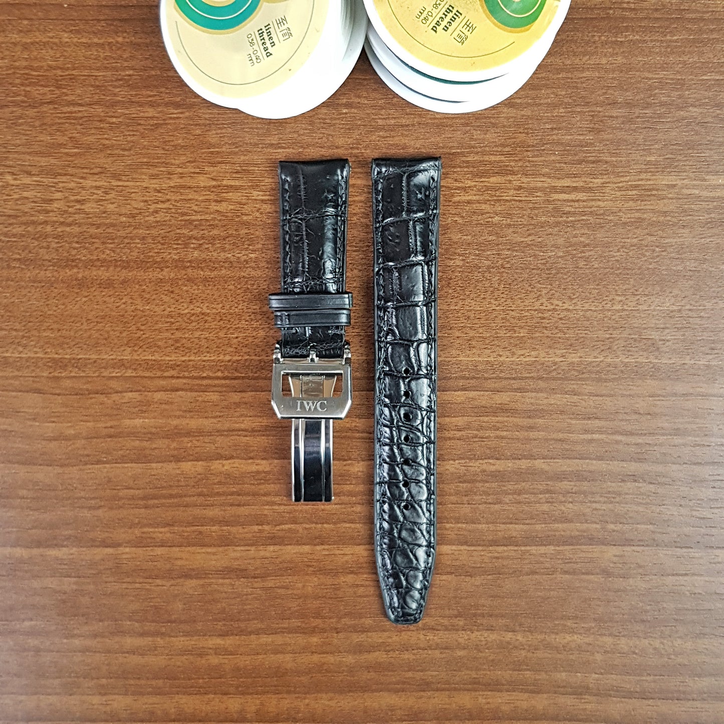 Black Genuine Alligator Leather IWC Watch Strap