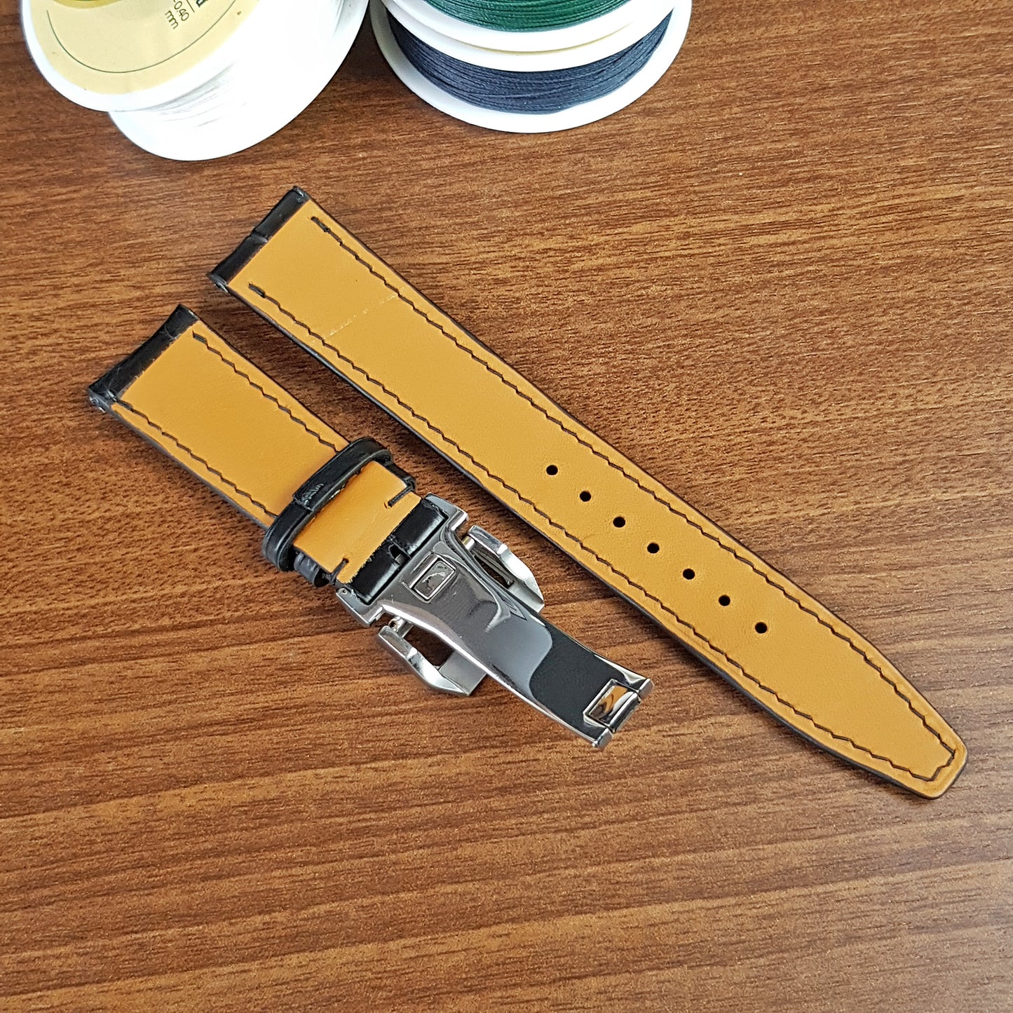 Black Genuine Alligator Leather IWC Watch Strap