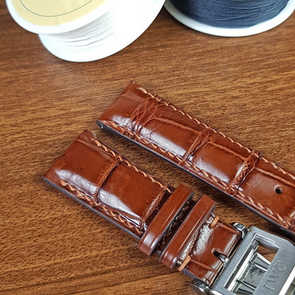 Reddish Brown Genuine Alligator Leather IWC Watch Strap