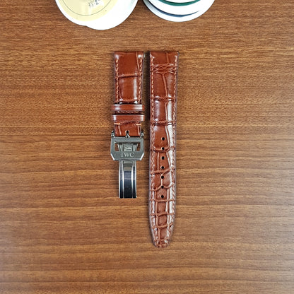 Reddish Brown Genuine Alligator Leather IWC Watch Strap