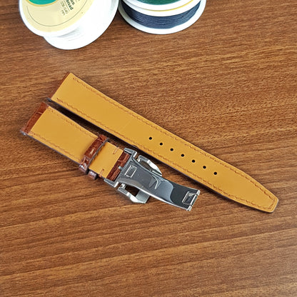 Reddish Brown Genuine Alligator Leather IWC Watch Strap