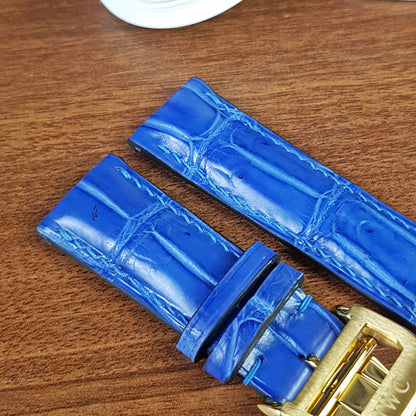 Handmade Blue Genuine Alligator Leather IWC Watch Strap With Clasp