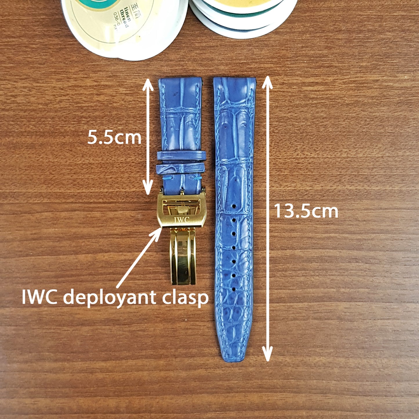 Handmade Blue Genuine Alligator Leather IWC Watch Strap With Clasp