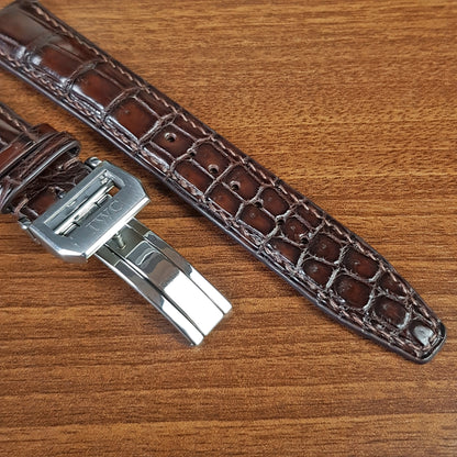 Handmade Brown Alligator Leather IWC Watch Strap Deployant Clasp