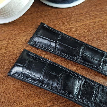 Black Genuine Alligator LeatherOmega Watch Strap