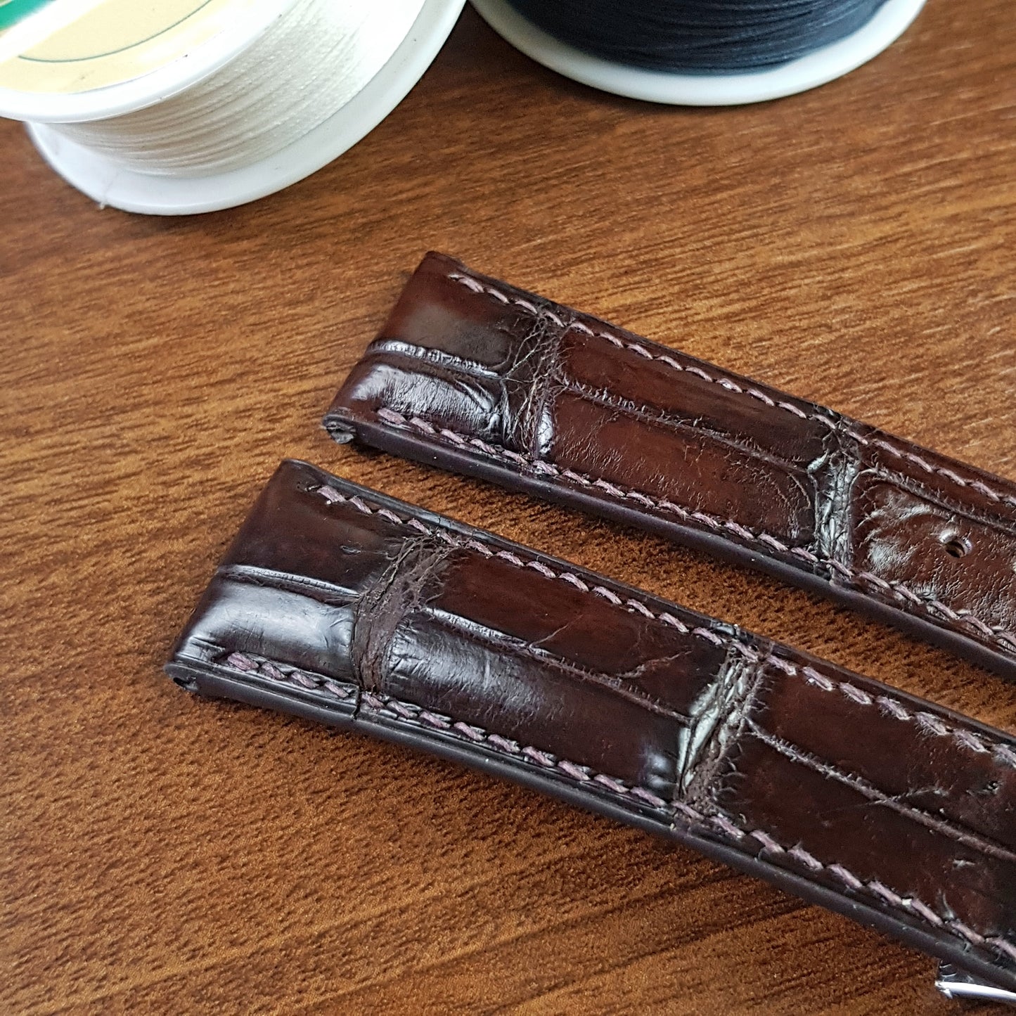 Dark Brown Alligator Leather Omega Watch Strap Deployant Clasp