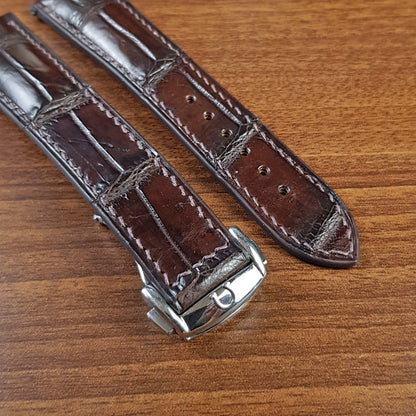 Dark Brown Alligator Leather Omega Watch Strap Deployant Clasp