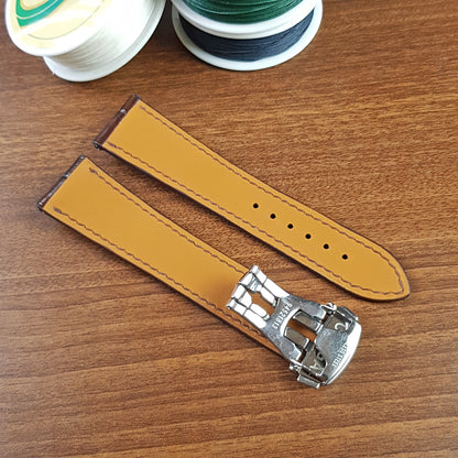 Dark Brown Alligator Leather Omega Watch Strap Deployant Clasp