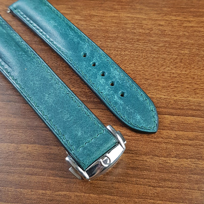 Handmade Blue Full Grain Leather Pueblo Omega Watch Strap