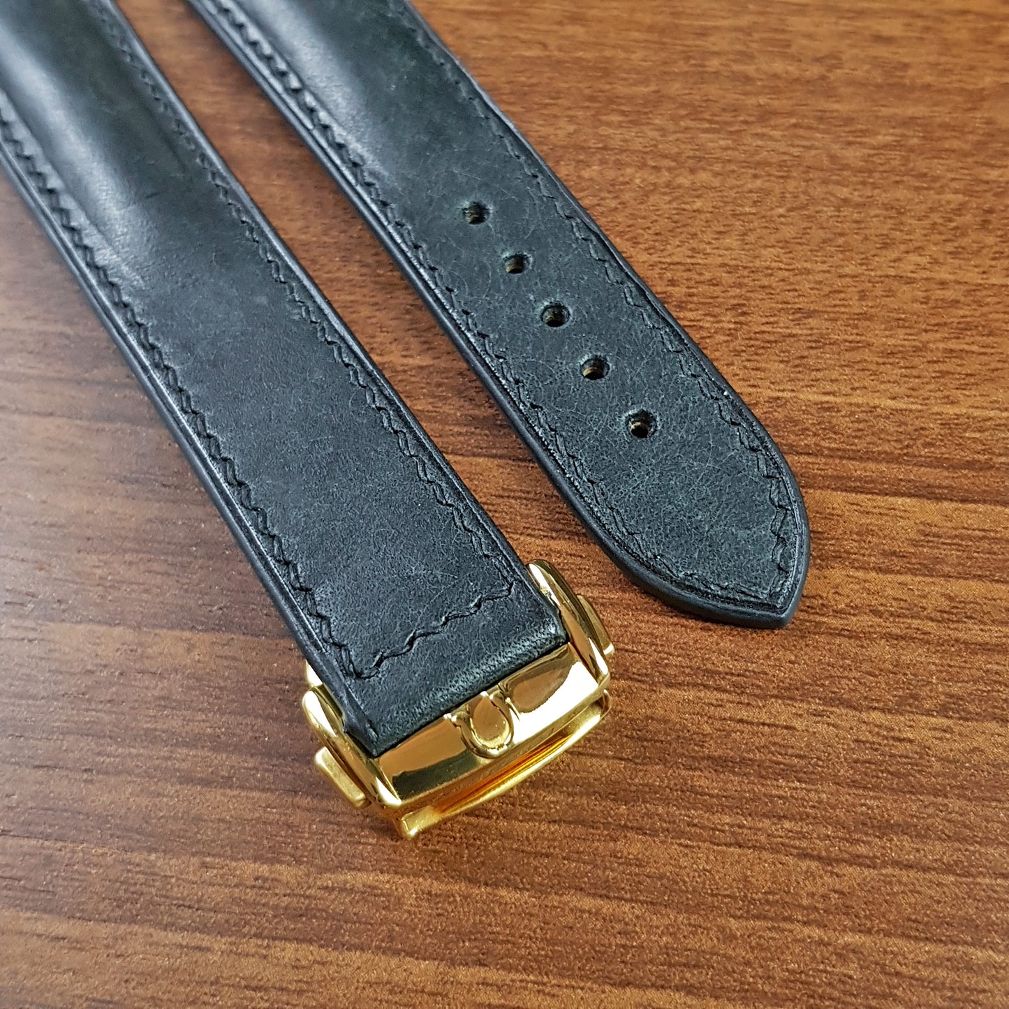 Black Full Grain Pueblo Leather Omega Watch Strap 20mm