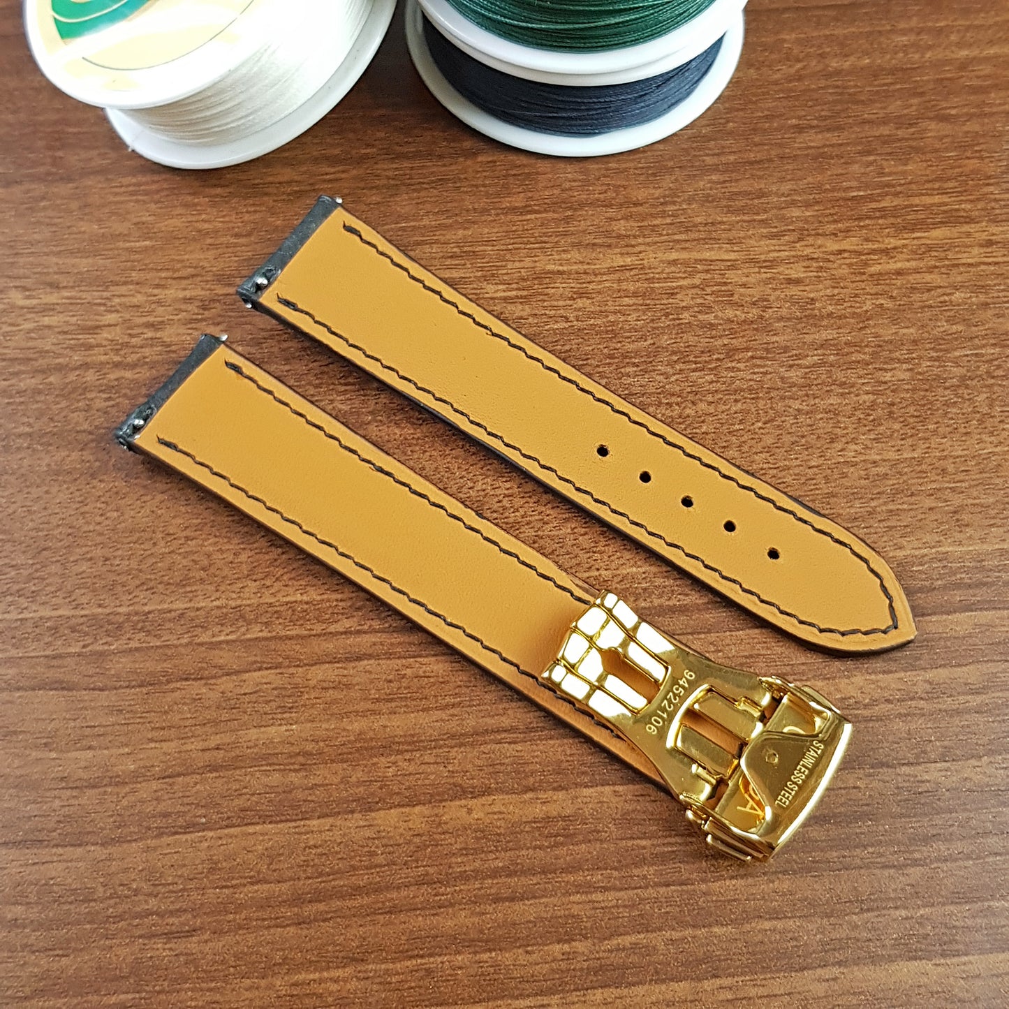 Black Full Grain Pueblo Leather Omega Watch Strap 20mm