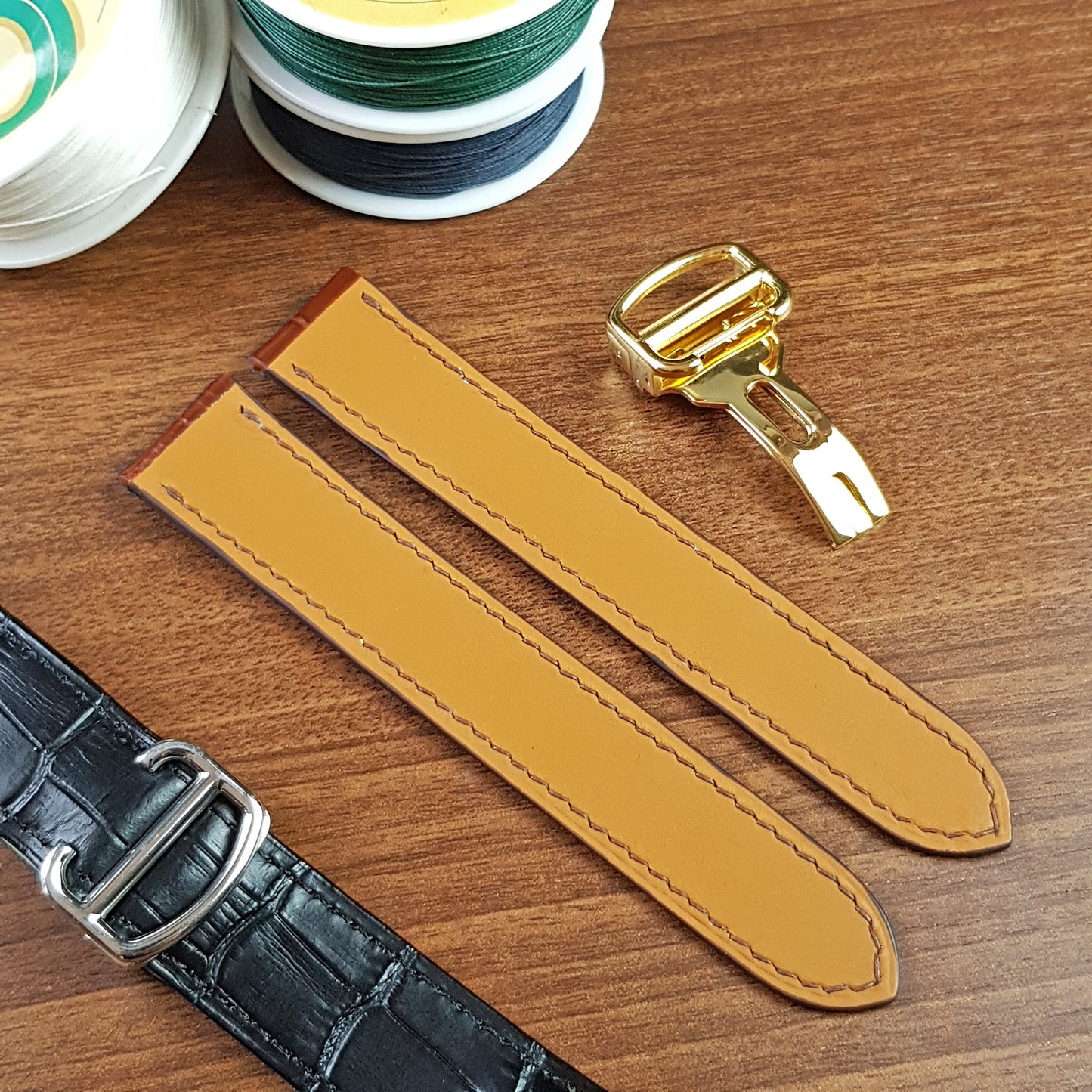 Reddish Brown Alligator Leather Cartier Watch Strap