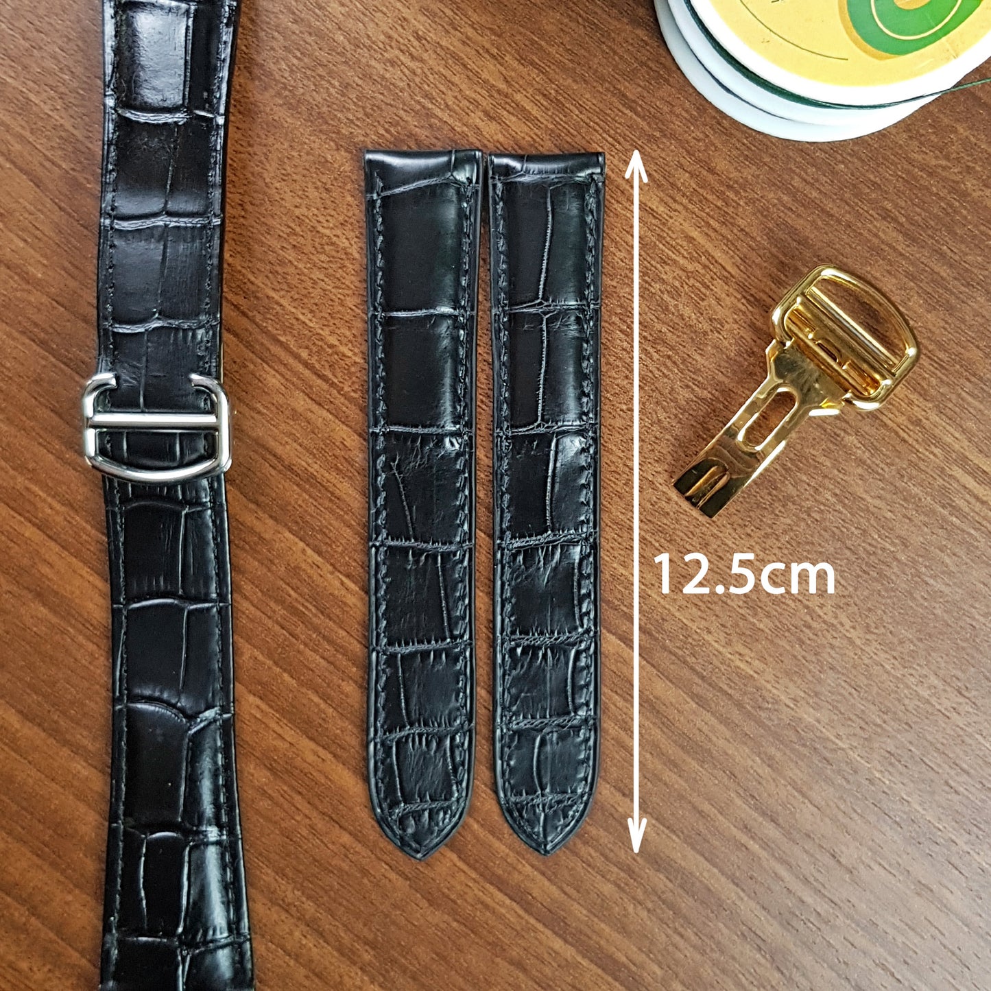 Black Genuine Alligator Leather Cartier Watch Strap