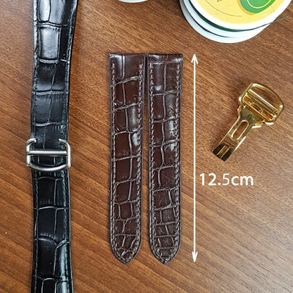 Custom Brown Genuine Alligator Leather Cartier Watch Strap