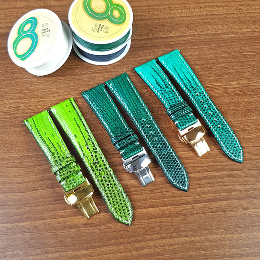 Green Genuine Lizard Leather Watch Bands