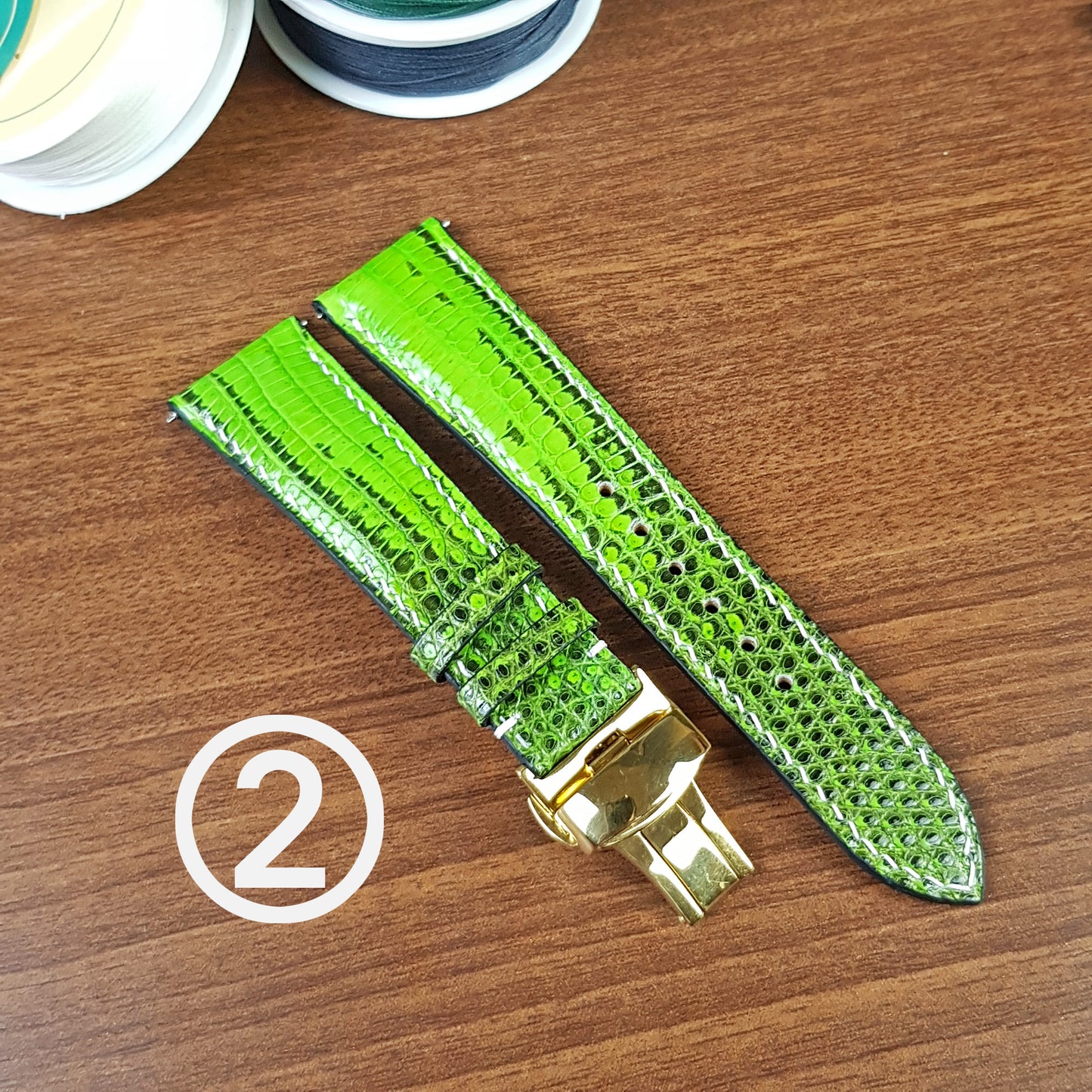 Green Genuine Lizard Leather Watch Bands