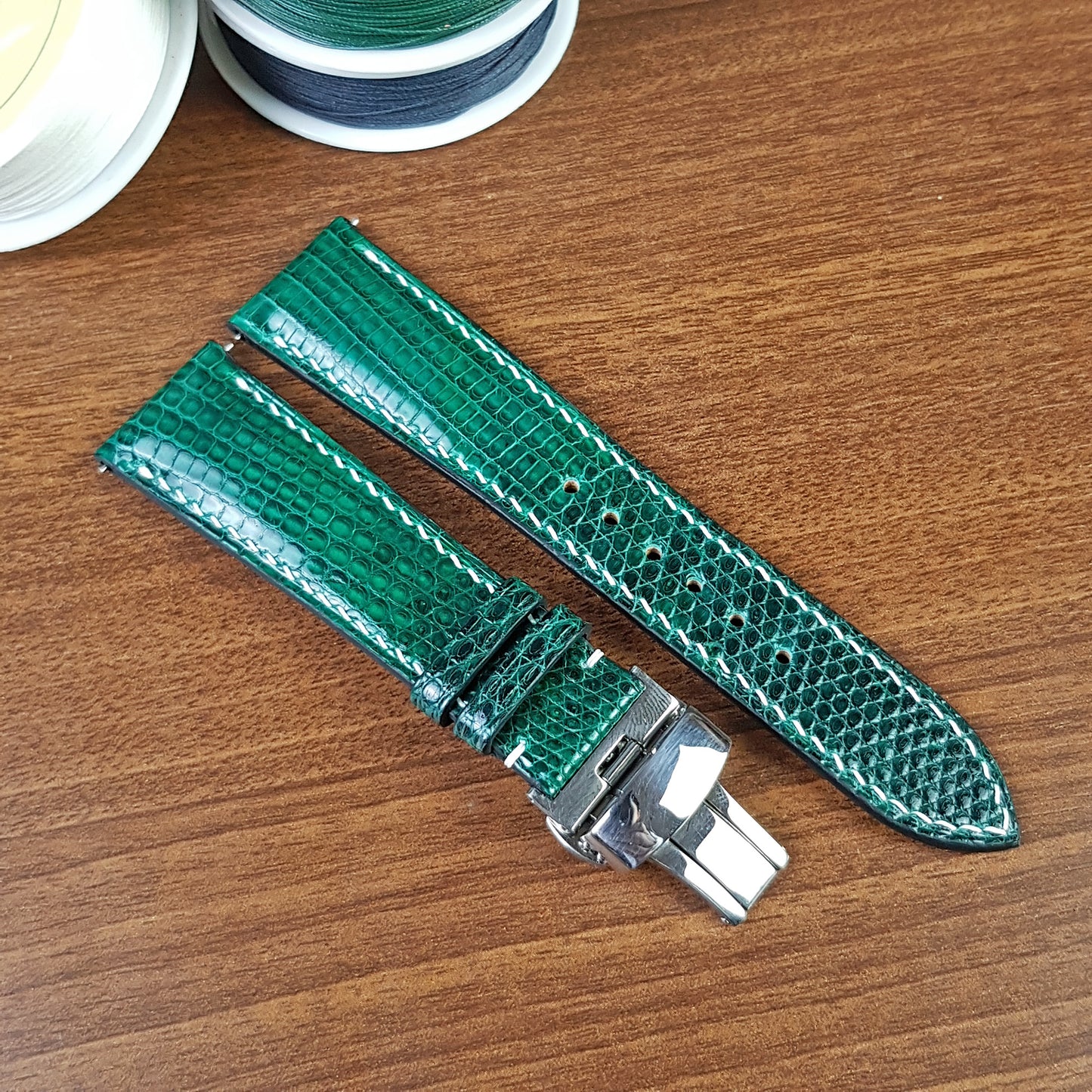 Green Genuine Lizard Leather Watch Bands