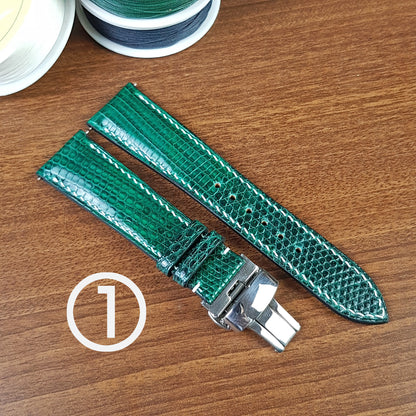 Green Genuine Lizard Leather Watch Bands