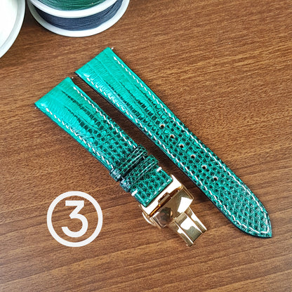 Green Genuine Lizard Leather Watch Bands