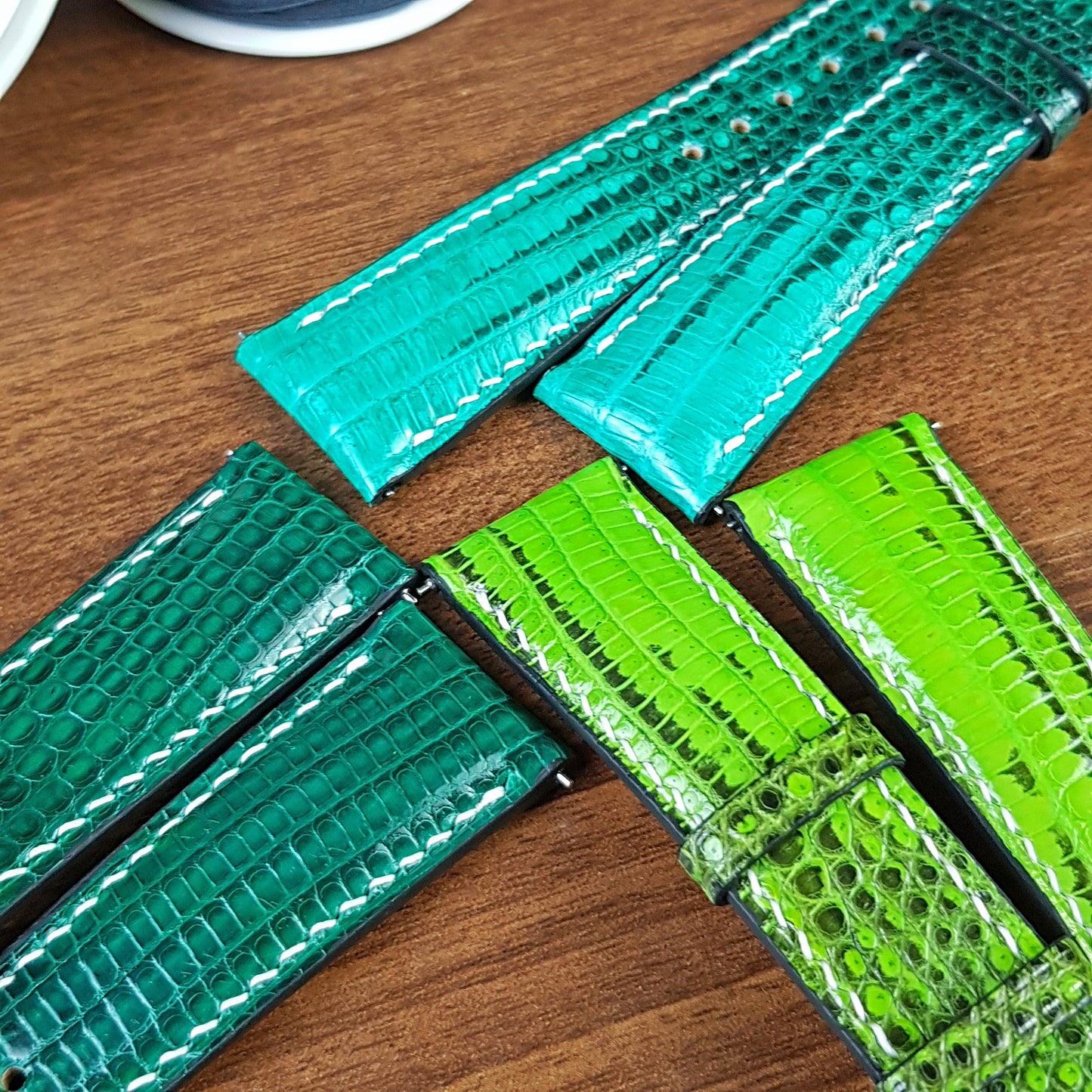 Green Genuine Lizard Leather Watch Bands