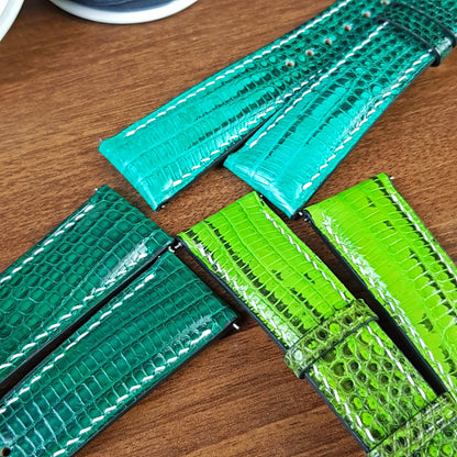 Green Genuine Lizard Leather Watch Bands