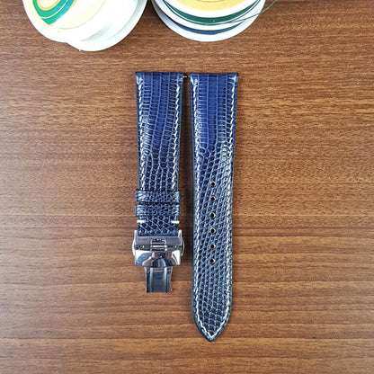 Custom Blue Genuine Lizard Leather Watch Bands