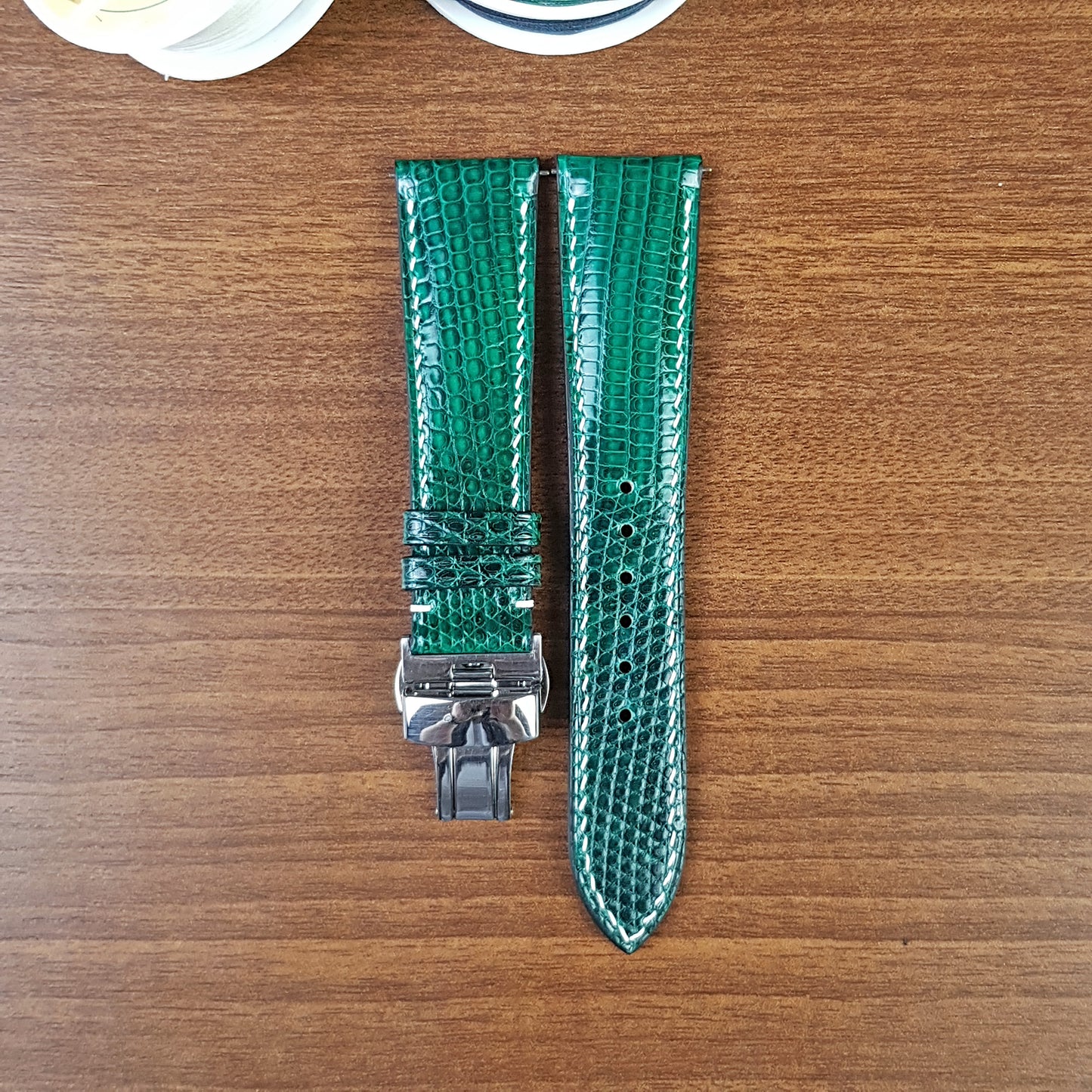 Green Genuine Lizard Leather Watch Bands