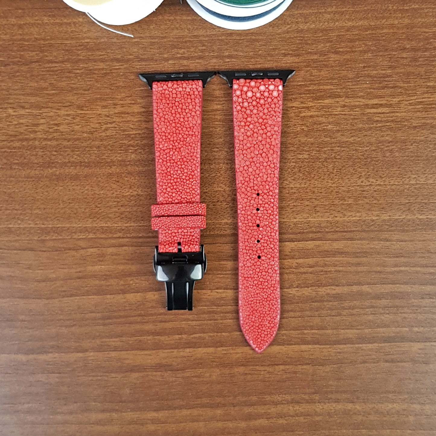 Genuine Red Stingray Leather Apple Watch Band